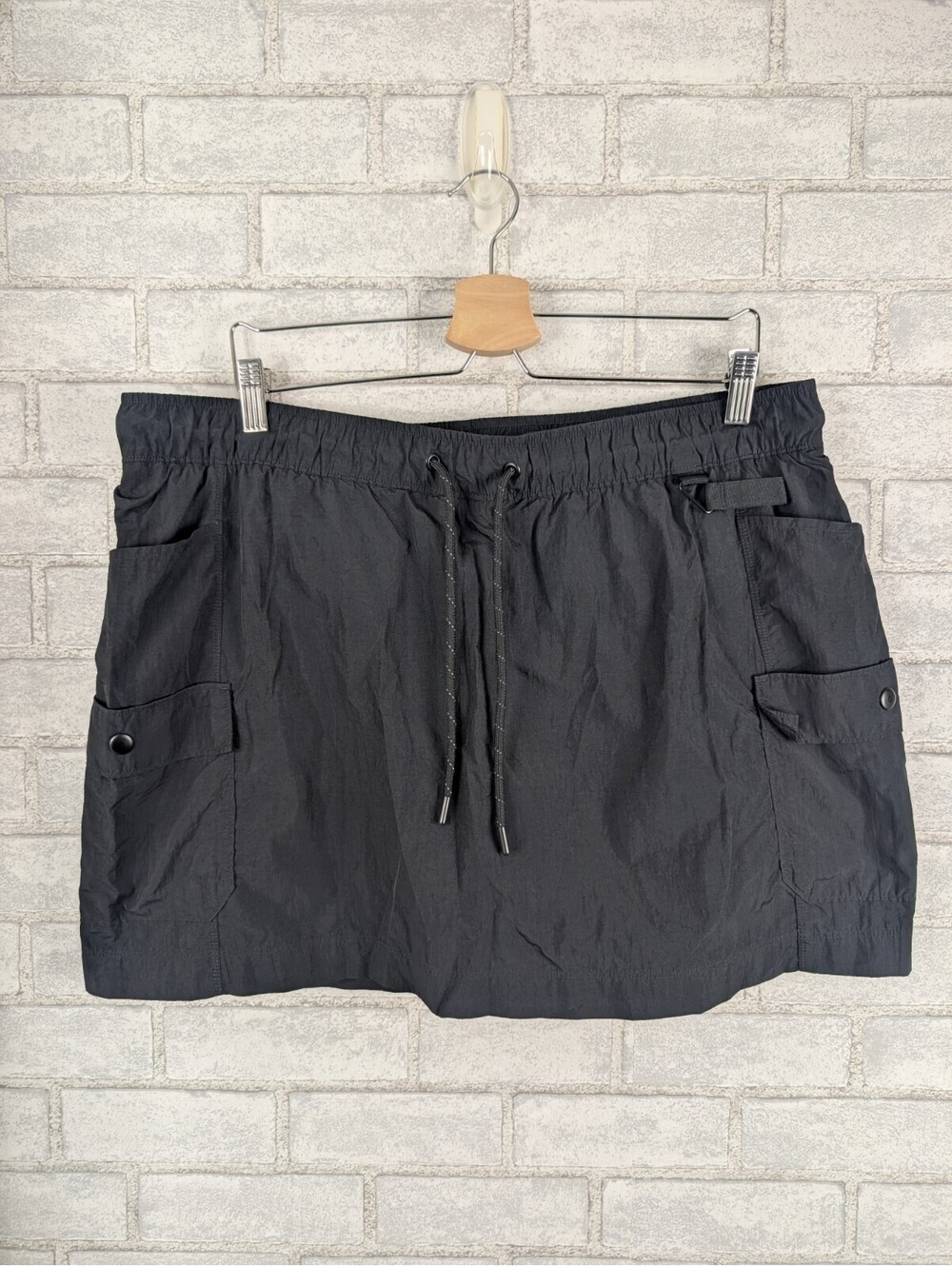 Avia XL Black Cargo Skirt Skort Drawstring Nylon 16/18